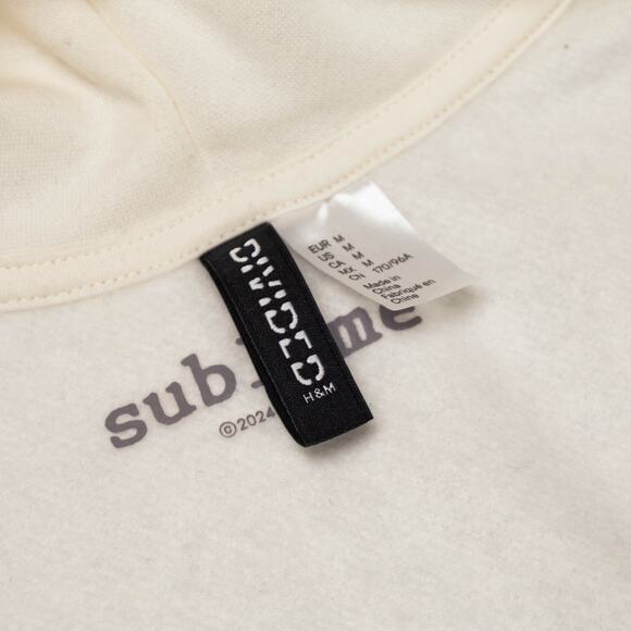 H&M Sublime Ivory Blue Logo Heart Sweatshirt Hoodie Full Zip Womens Size M - Picture 4 of 13